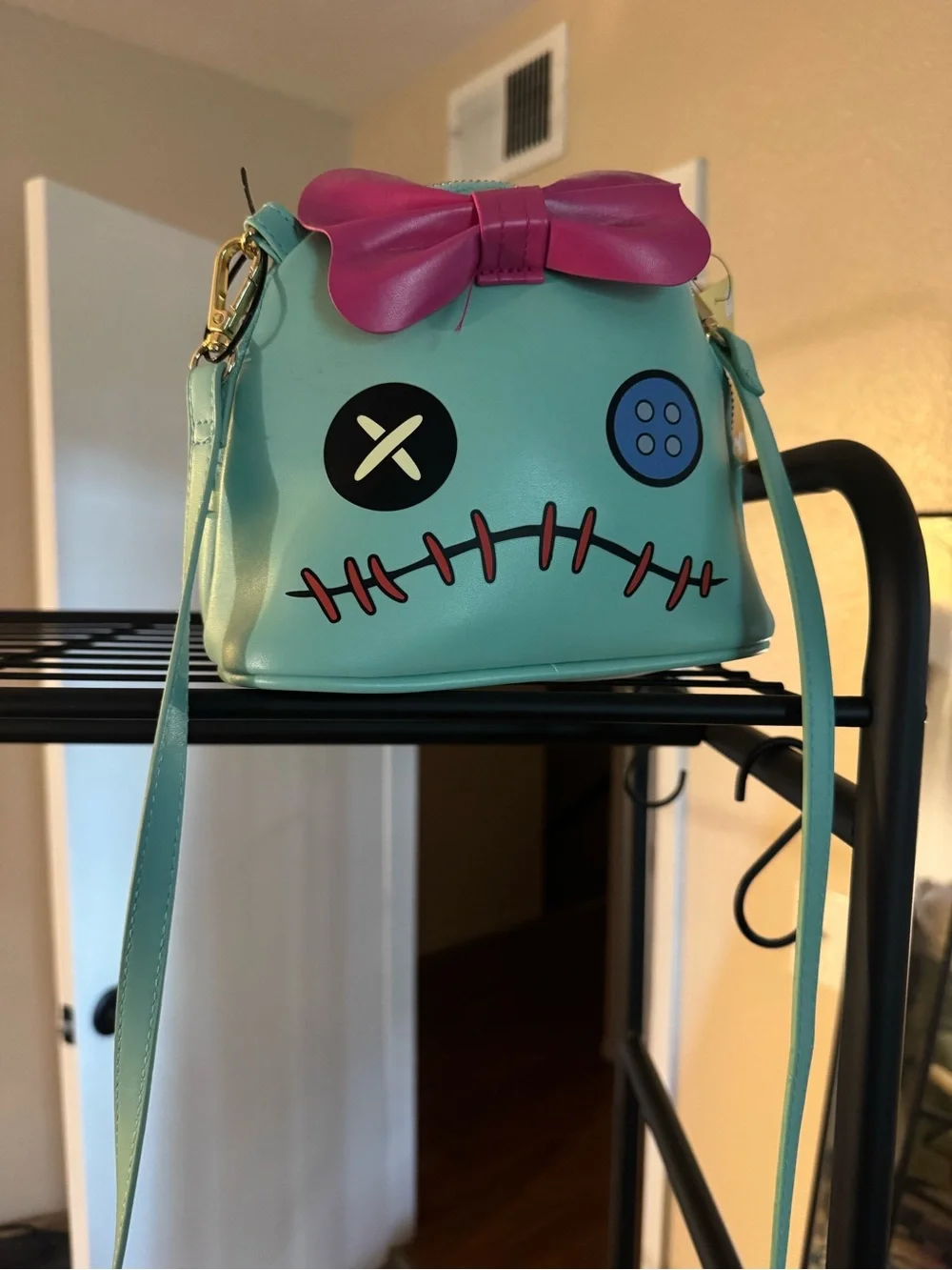 Disney Teal Kids Crossbody Bag with Pink Bow